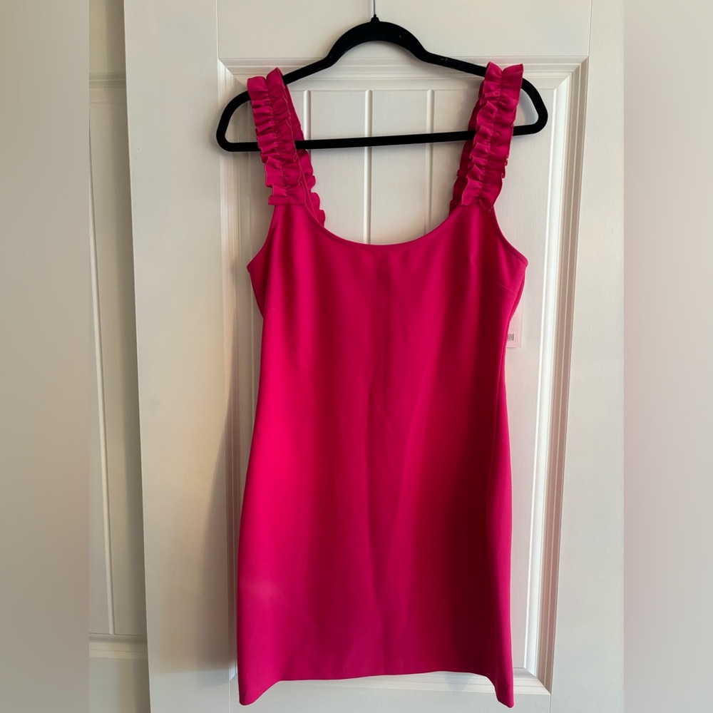 NWT Likely Elana Ruffle Strap Hot Pink Mini Dress Size 10